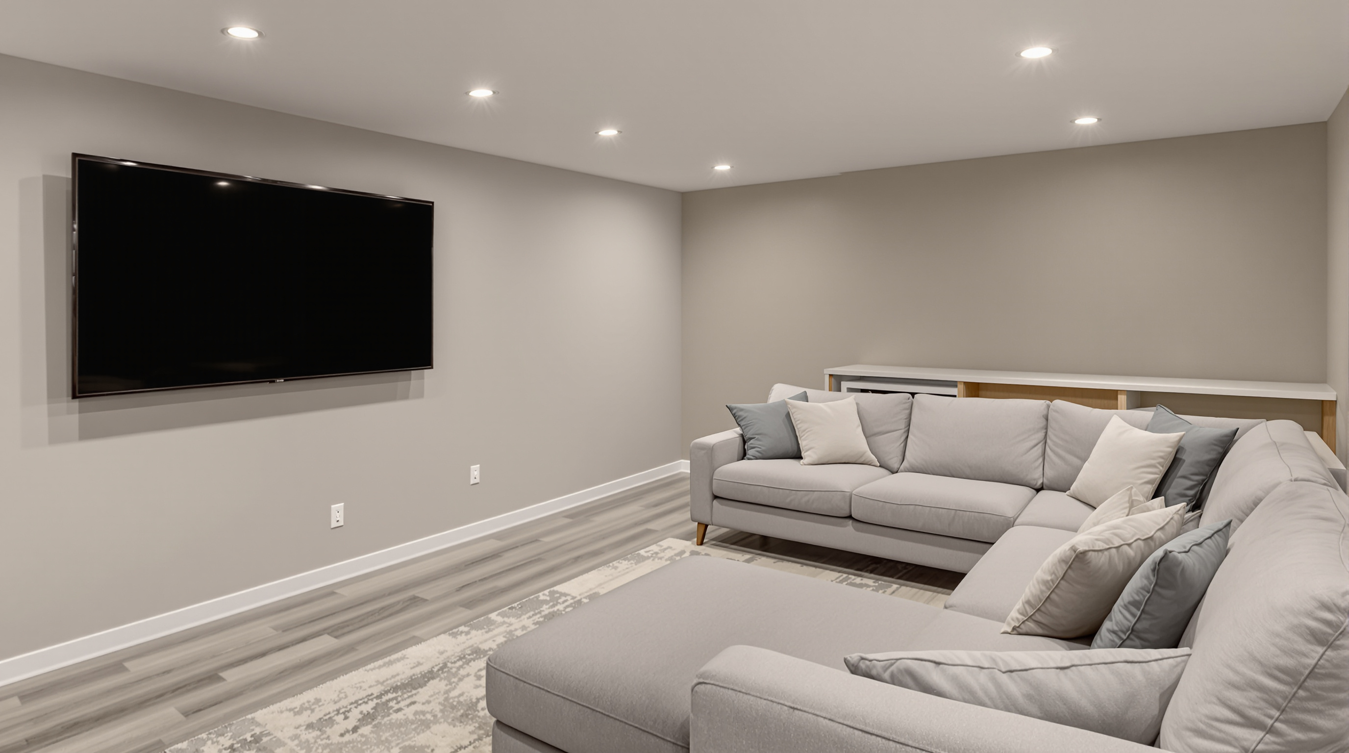 Finished Chicago basement with daylight windows and bar